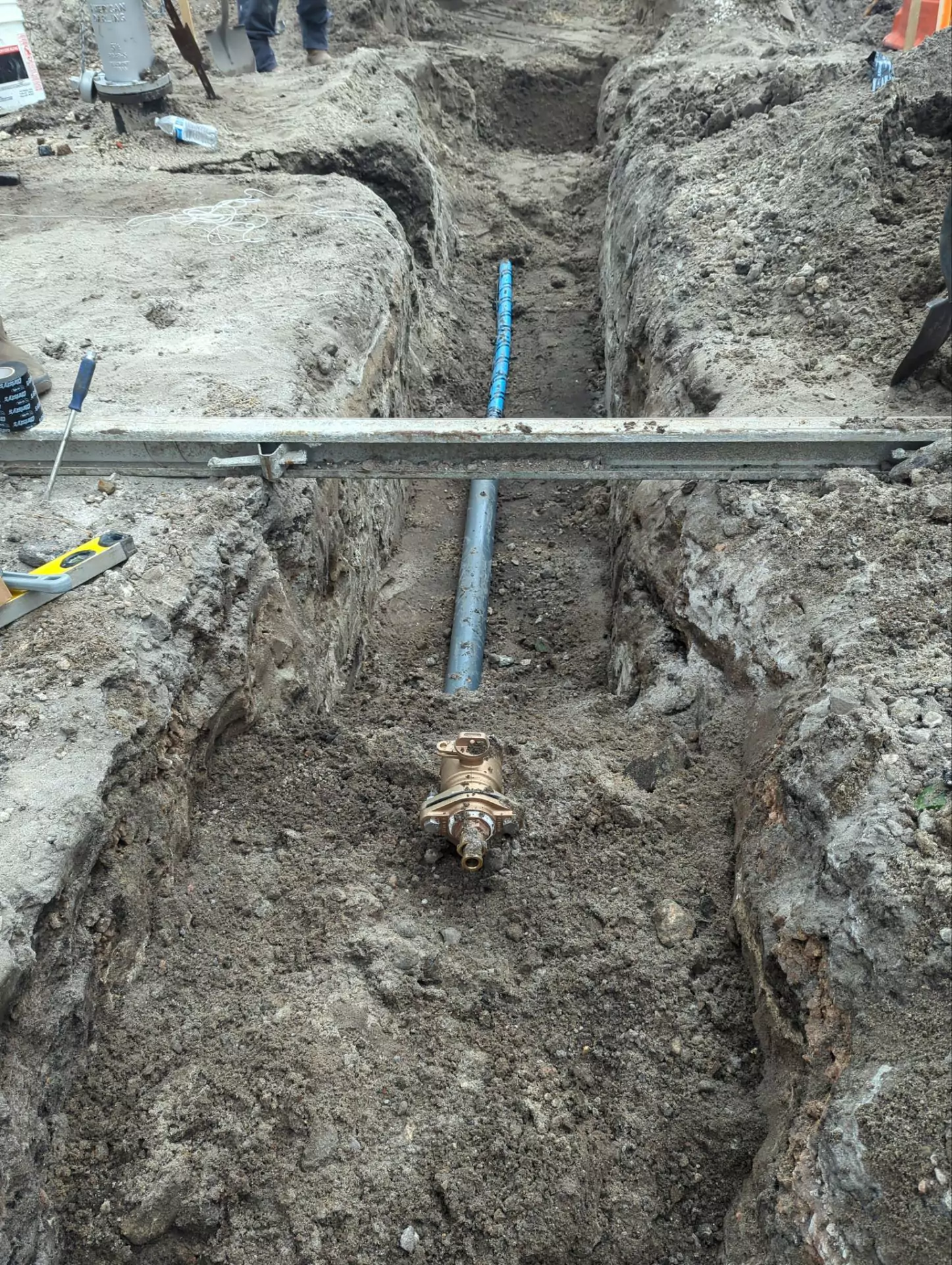 water service line from water tap to property boundry