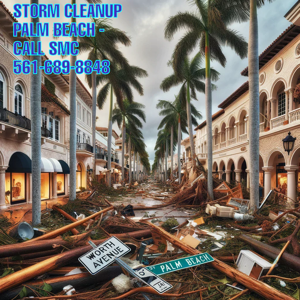 Hurricane debris on worth avenue palm beach florida